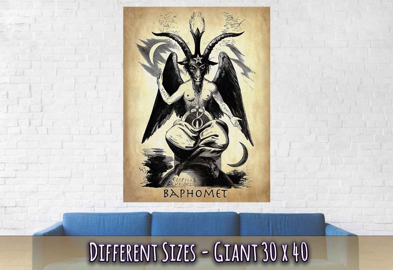 Baphomet Poster, Parchment Devil Halloween Wall Art, Satanic Goat Giant Poster, Lucifer Devil Poster Art UK, EU USA Domestic Shipping Giant 30 x 40 inches