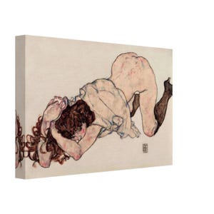 Egon Schiele Kneeling Woman Bold Expressionist Art Canvas Print Wall Decor