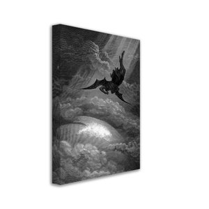 Paradise Lost Leinwand, Luzifer vom Himmel gegossen, Gustav Dore Leinwand - Paradise Lost Illustration Leinwanddruck