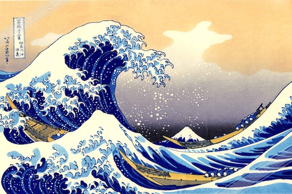 Photography Wave　　キャンバスアート Great Wave Kanagawa Poster, Hokusai Japanese Art Print - Etsy UK