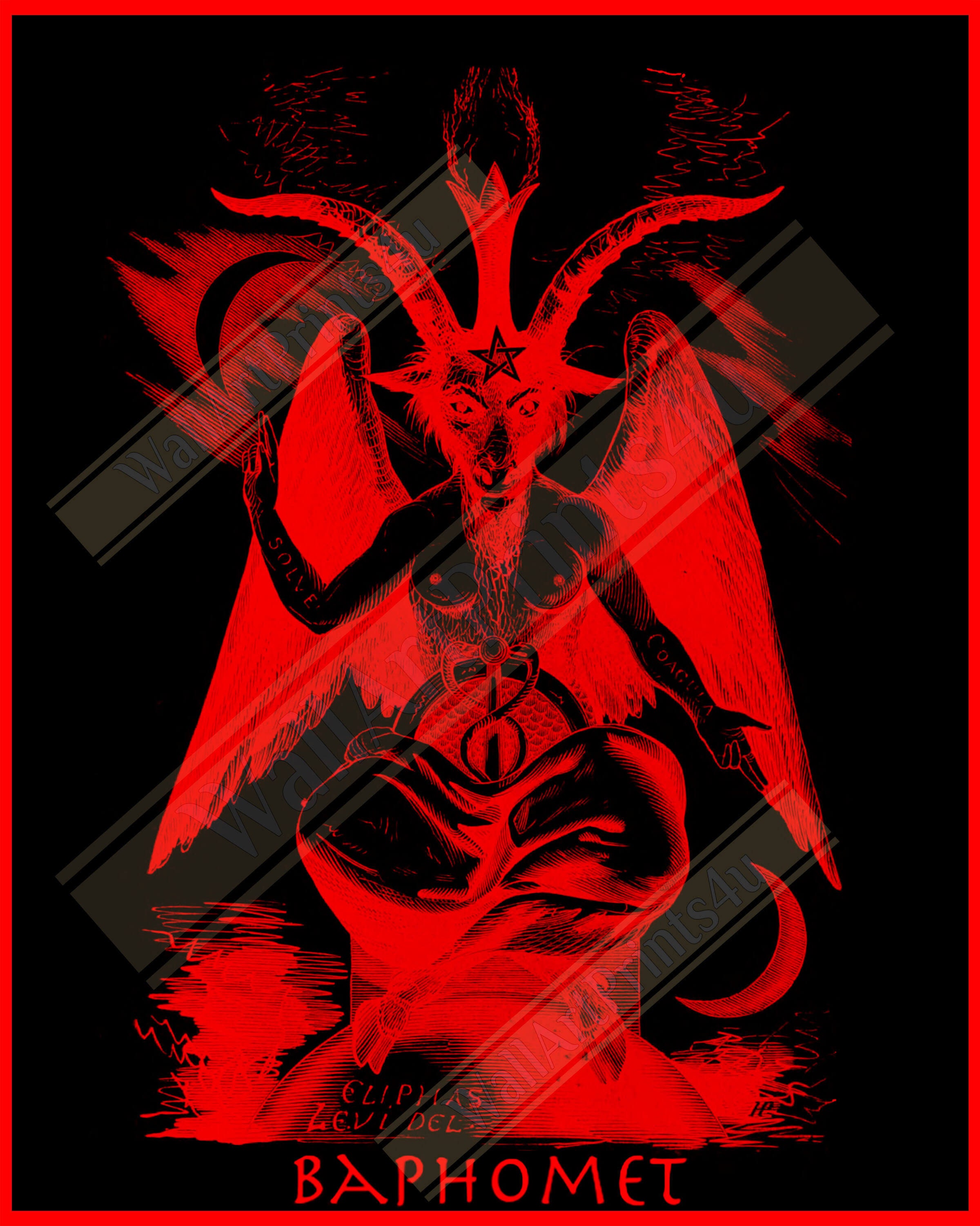 Baphomet Poster Red Devil Halloween Wall Art Satanic Giant Etsy