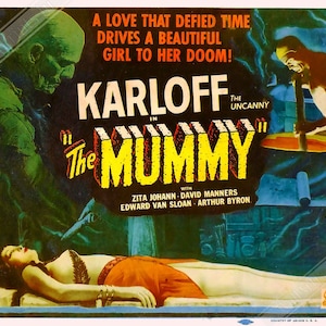 Poster de La Mummia, poster del film horror d'epoca del 1932, poster del film d'arte - Boris Karloff, Zita Johann, David Manners, spedizione nazionale nel Regno Unito, UE e USA