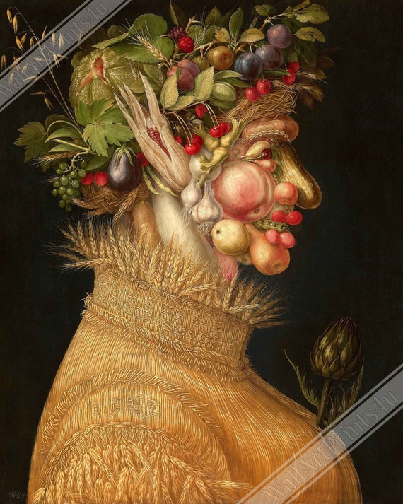 Arcimboldo Summer Portrait Poster: Renaissance Fruit & Vegetable