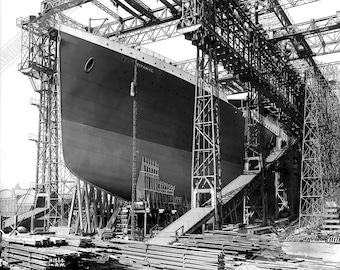Titanic Launch Photo Print: 1911 Belfast, White Star Line