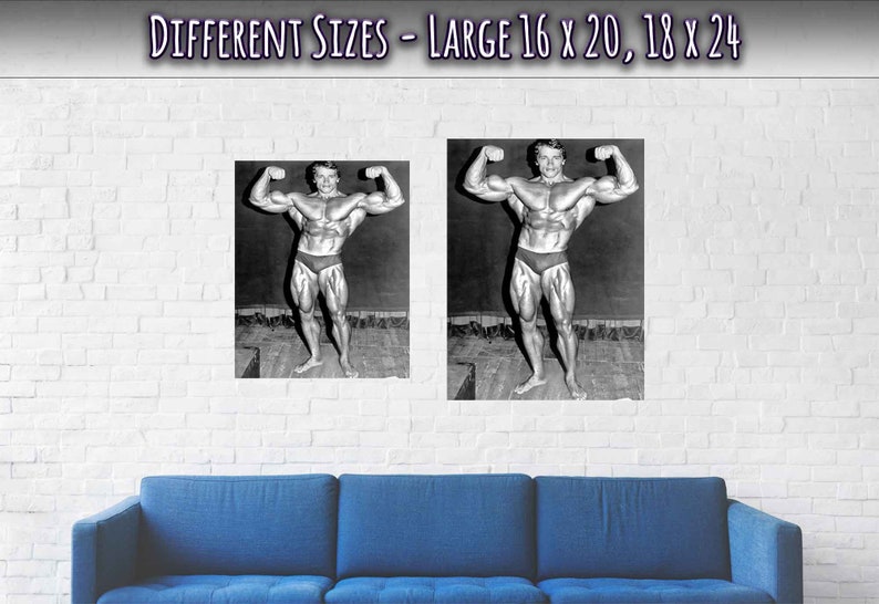 Arnold Schwarzenegger Poster, Double Biceps Famous Pose, Vintage Photo Portrait Arnold Schwarzenegger Print UK, EU USA Domestic Shipping image 3