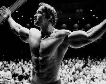 Póster de Arnold Schwarzenegger de Mr. Olympia: Impresión vintage de culturismo