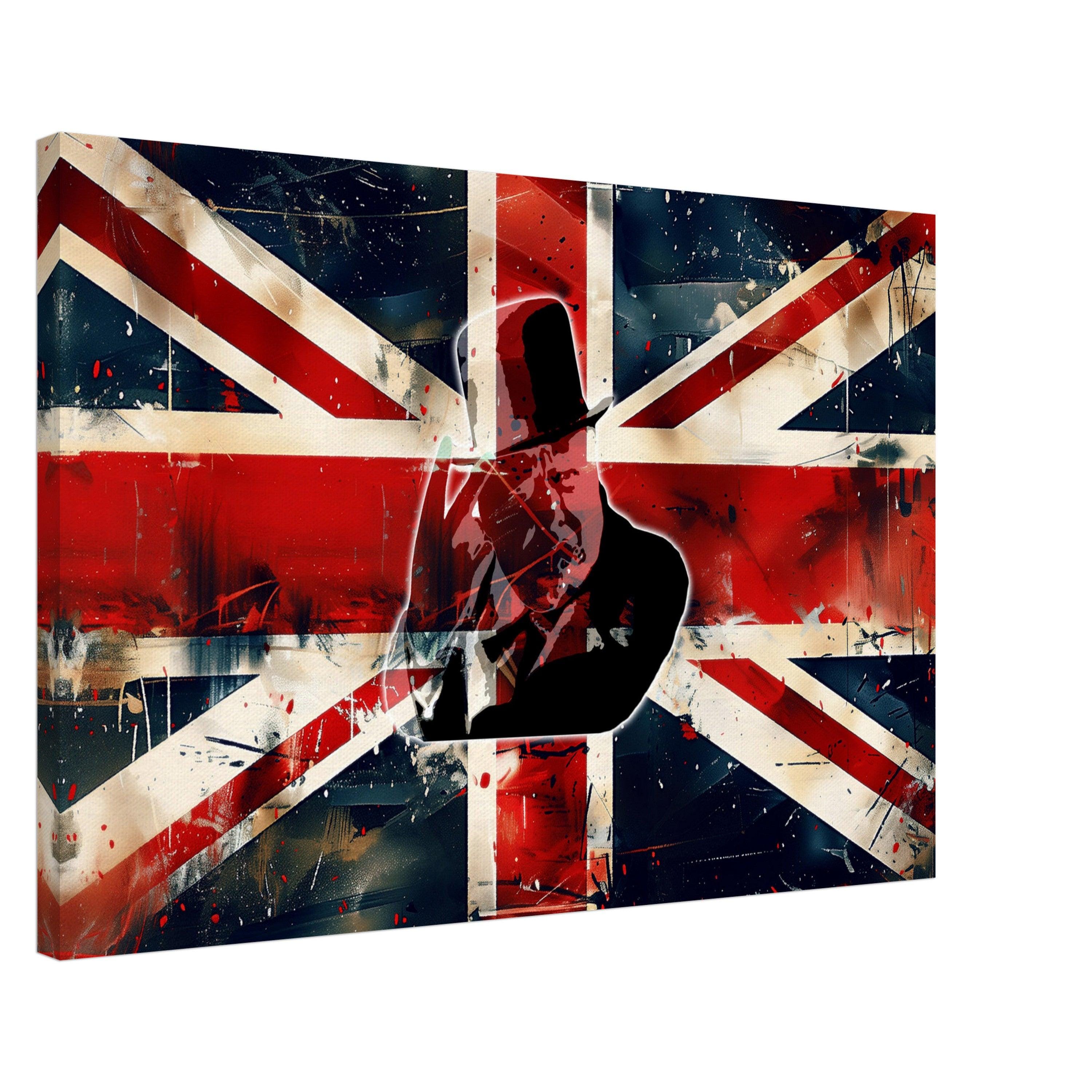 Winston Churchill Union Jack Flag Canvas Print: Grungy British