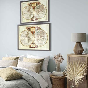 Vintage World Map Framed Print: 1752 Olde World Wall Art