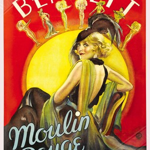Manifesto cinematografico d'epoca, Moulin Rouge - Manifesto cinematografico d'epoca del 1934 - Constance Bennett, spedizione nazionale nel Regno Unito, nell'UE e negli Stati Uniti