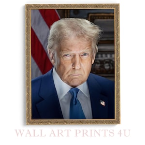 Donald Trump Framed Print Presidential Portrait 47th President Patriotic USA Wall Art Gift