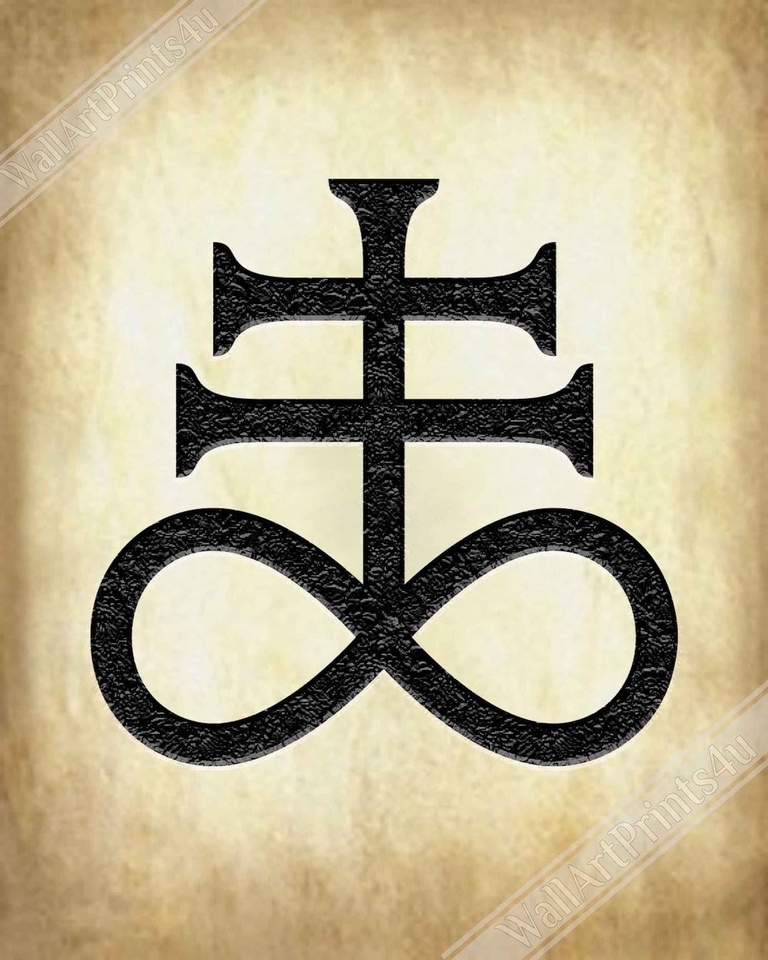 Leviathan Cross Poster - Satan's Cross Poster - Leviathan Cross Print Aged Parchment Aged Paper ...