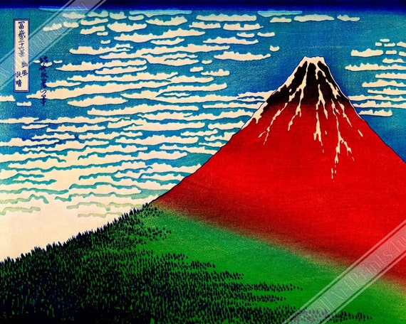 Red Fuji Poster: Katsushika Hokusai Japanese Print From 1833 - Etsy