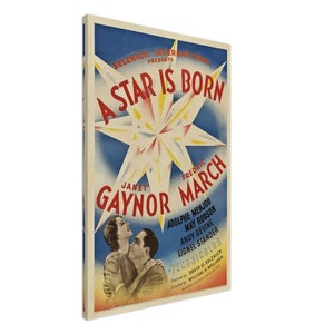 A Star Is Born Canvas, Original Movie Canvas 1937 Canvas Film Art - Janet Gaynor, Fredric March, Adolphe Menjou