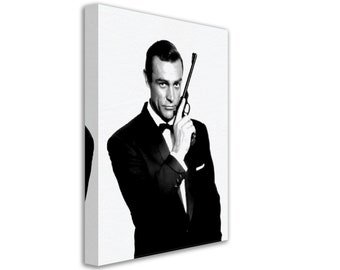 Sean Connery as James Bond Canvas Print: Vintage Portrait Art