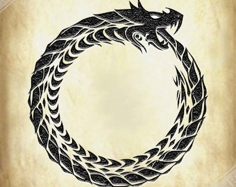 Ouroboros Poster - World Snake Poster - Uroboros Print Aged