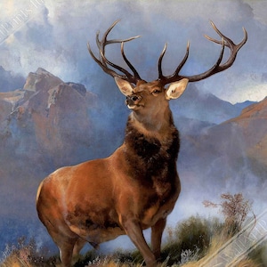 Stag Poster, Monarch Of The Glen Stag Print, Red Deer Sir Edwin Landseer UK, EU USA Domestic Shipping