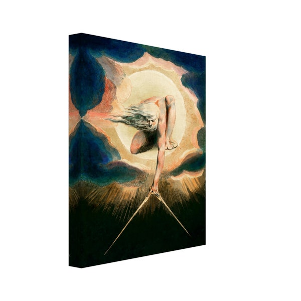 William Blake Canvas Print, Ancient Of Days - William Blake Canvas - Urizen With Compass Imposes Rational Order