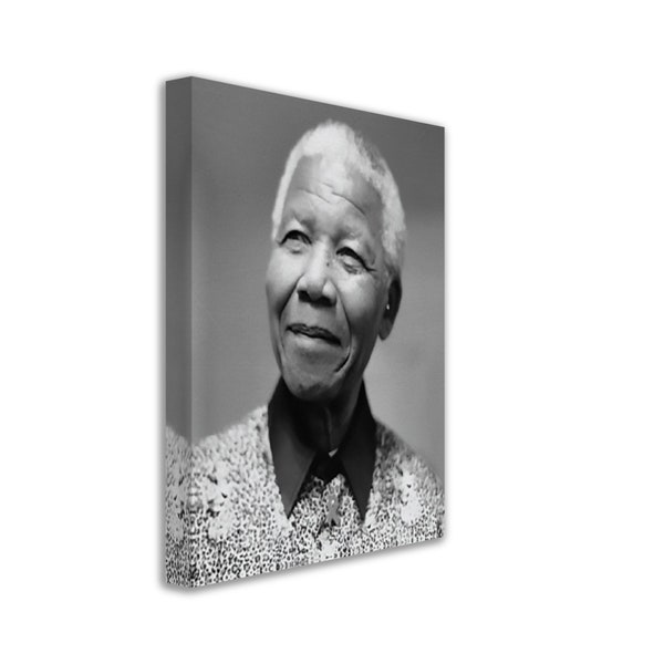 Toile de Nelson Mandela, adversaire apathique de longue date, photo vintage - Impression sur toile emblématique de Nelson Mandela - Leader de l’ANC