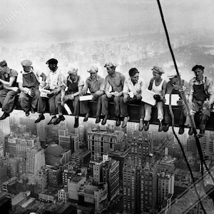 Póster "Almuerzo en la cima de un rascacielos", famosa impresión fotográfica de 1932, "Almuerzo en una viga" - Trabajadores de la construcción de Nueva York, envíos nacionales (Reino Unido, UE, EE. UU.)