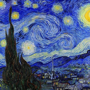 Starry Night Poster, Vincent Van Gogh - The Starry Night Print - Asylum Of St Paul 1889 UK, EU USA Domestic Shipping