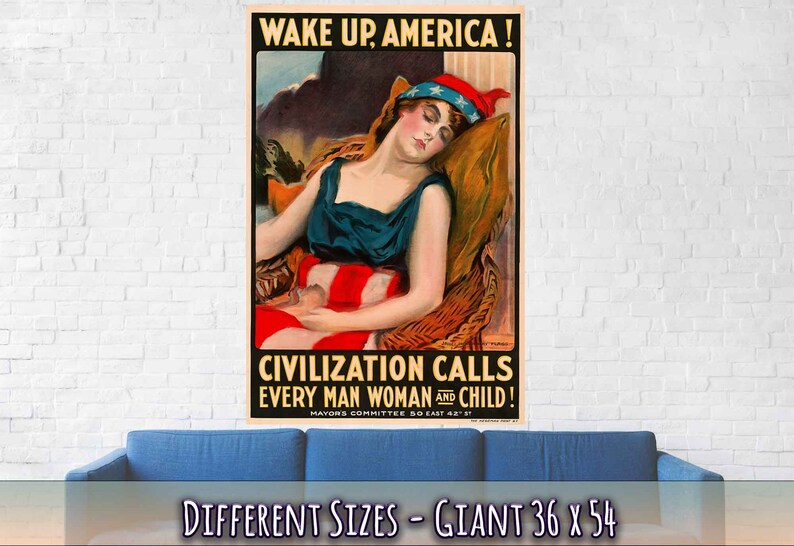Wake up America Poster Print Vintage Ww1 Poster Designed by Etsy