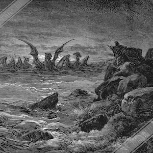 Gustave Dore Poster, Daniels Vision Of The Four Beasts Print, From La Grand Bible De Tours 1866 UK, EU USA Domestic Shipping