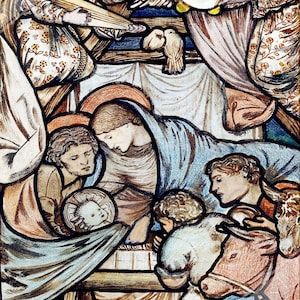 Nativity Scene Poster Print Edward Burne Jones 1863 Vintage Poster UK EU USA Domestic Shipping