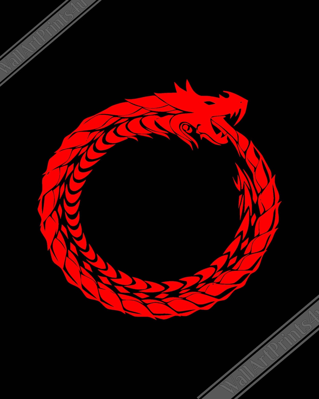 Ouroboros Poster: Red World Snake Print on Black - Etsy