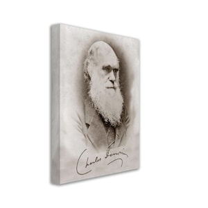 Charles Darwin Canvas, Evolution Theory Vintage Photo With Signature Charles Darwin Canvas Print UK, EU USA Domestic Shipping