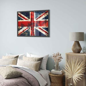 Grungy Union Jack Framed Print: Distressed British Flag Wall Art