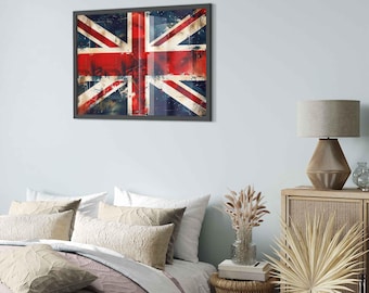 Ingelijste Grungy Union Jack-poster: muurkunst verweerde Britse vlag