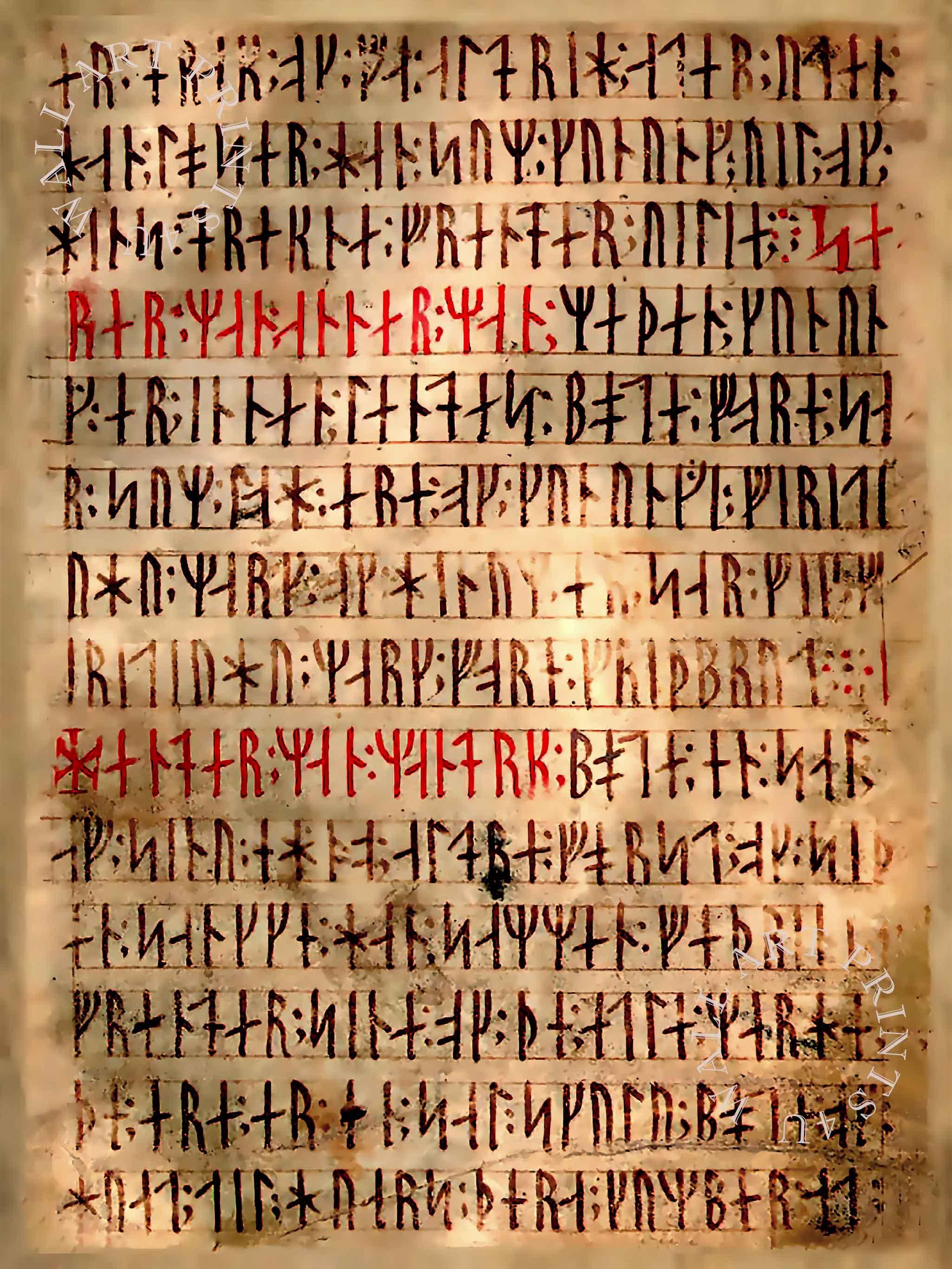 Codex Runicus Poster: Original Viking Runes Print on Aged Parchment ...