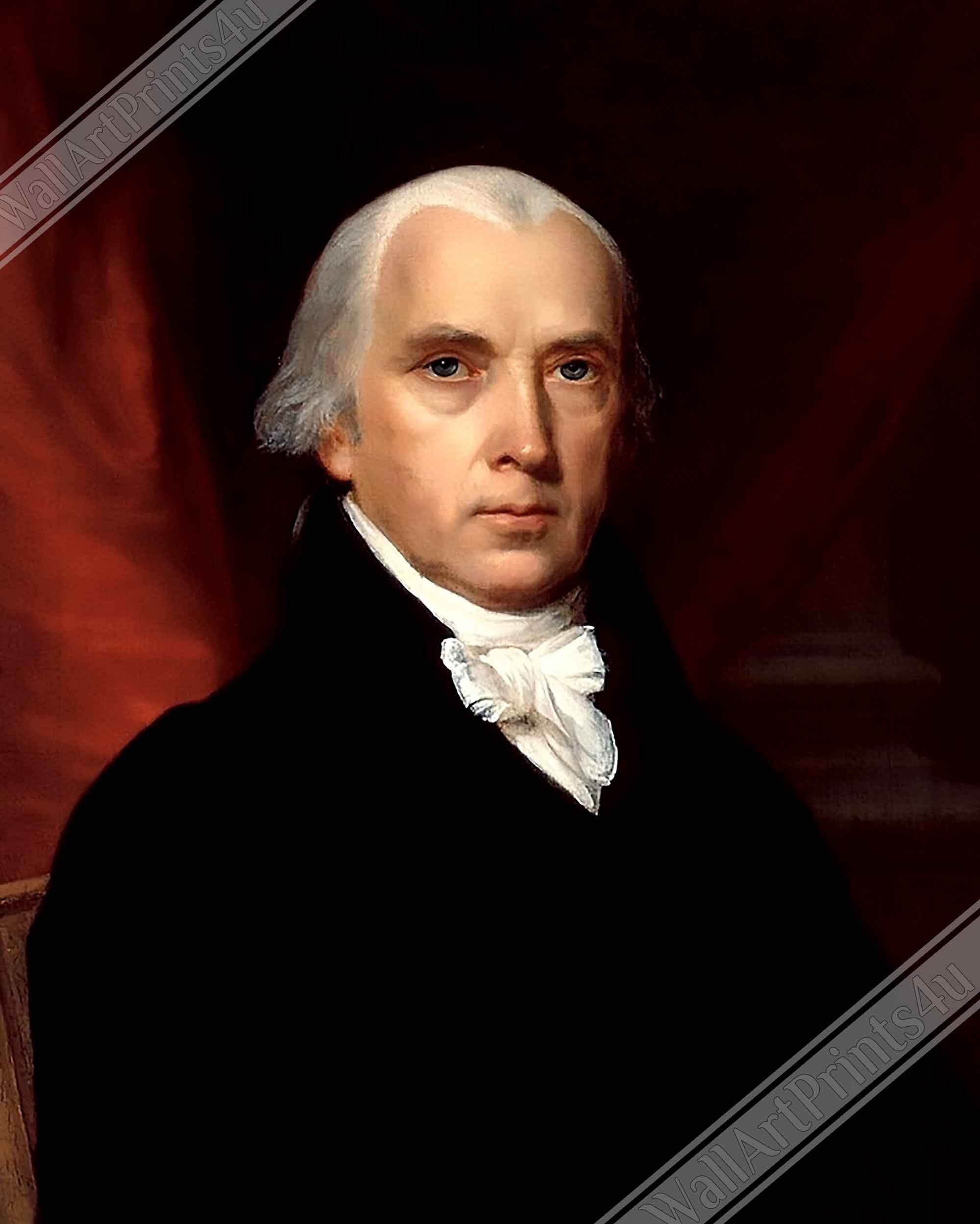 James Madison Poster, 4th President Of Usa, Vintage Portrait - James Madison Print UK, EU USA Domestic Shipping