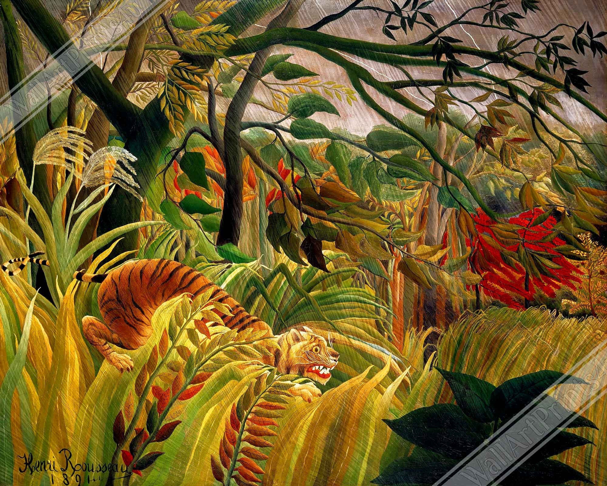 アンリ・ルソー：熱帯嵐の中の虎 アートプリント 1891 - Etsy 日本