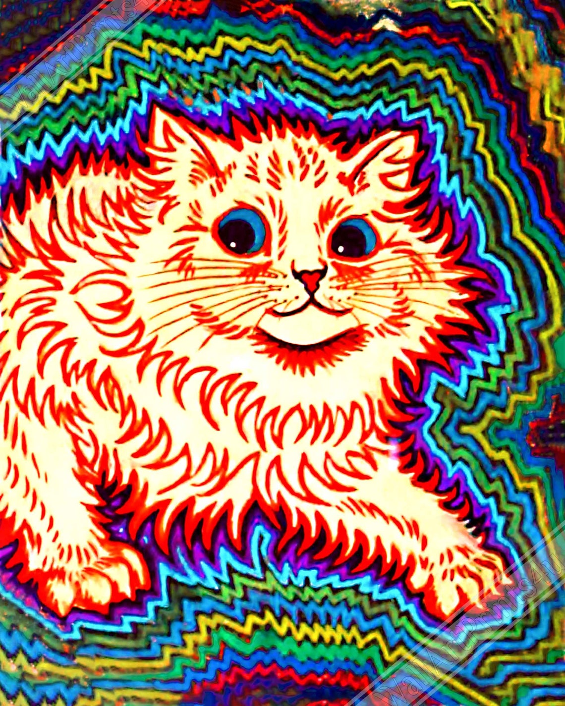 Psychedelic Cat Poster Louis Wain Psychedelic Cat Print UK image 1