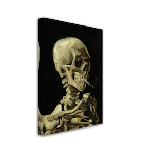Van Gogh Skeleton With A Cigarette Canvas - Skull With A Burning Cigarette Canvas Print Uk, EU, USA, AUS Domestic Shipping