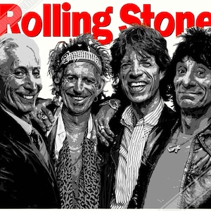 Rolling Stones Poster, Vintage Photo Print - Rolling Stones Band Print UK, EU USA Domestic Shipping