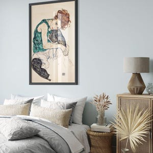 Egon Schiele Framed Print, Seated Woman With Knees Up Vintage Print 1917