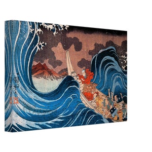 Nichiren Buddhism Canvas Print, Nichiren Buddha Calms The Storm In Kakuda Canvas.