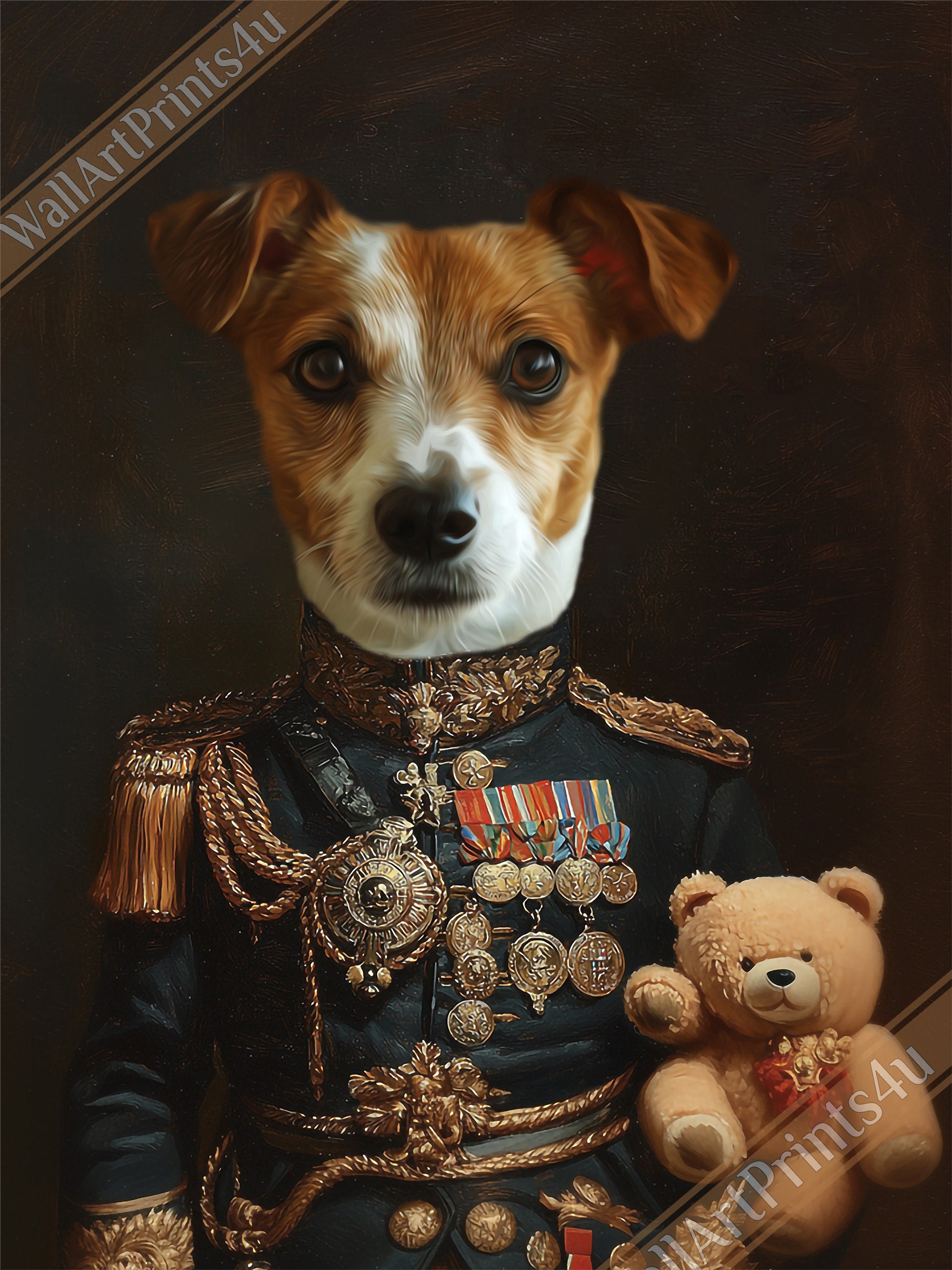 Renaissance Pet Portrait Poster Custom Print, Dog Portrait From Photo ...