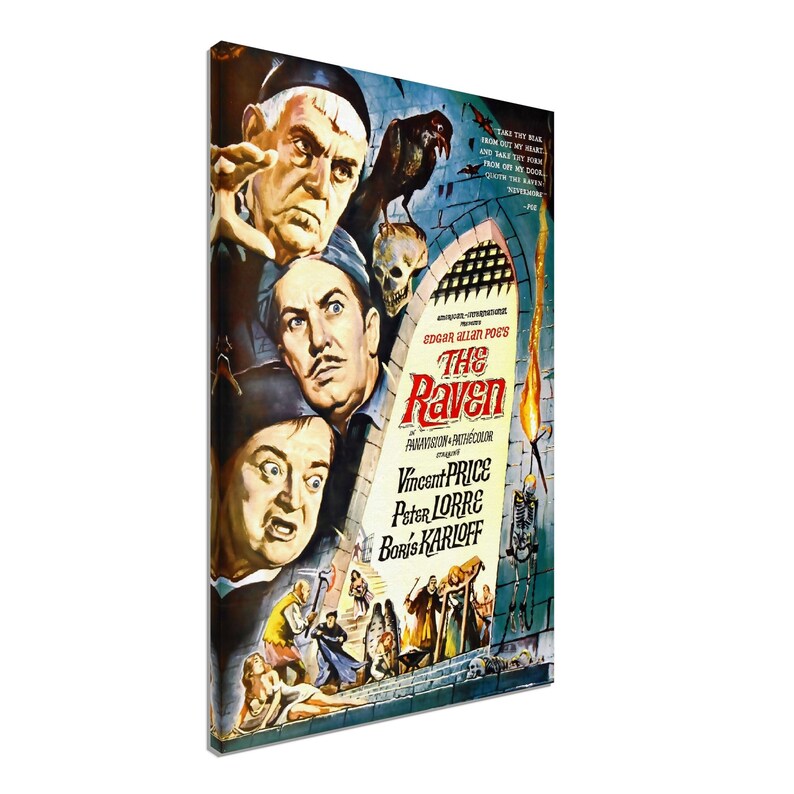 The Raven 1963 Movie Poster Canvas, Vincent Price, Peter Lorre - Etsy