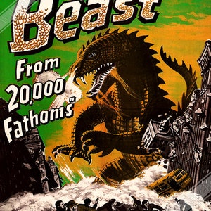 Das Biest Poster, Vintage Horrorfilm Poster 1953 Das Biest aus 20.000 Fathoms UK, EU USA Inlandsversand