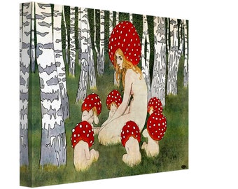 Vintage Mushroom Canvas Print, Mother Mushroom Canvas - Vintage Mushroom Art