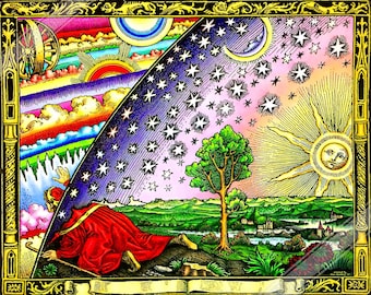 Flammarion Poster Flat Earth Poster - Traveller Puts Head Through The Firmament On The Edge Of The World UK, EU USA Domestic Shipping