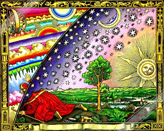 Flammarion Engraving Poster: Flat Earth Print, 1888 Woodcut - Etsy