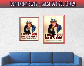 Per Diem Printing Uncle Sam - I Want Out 13x22 Vintage Style Showprint Poster - Concert Bill - Home Nostalgia Decor Wall Art Print