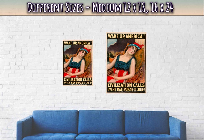 Wake up America Poster Print Vintage Ww1 Poster Designed by Etsy