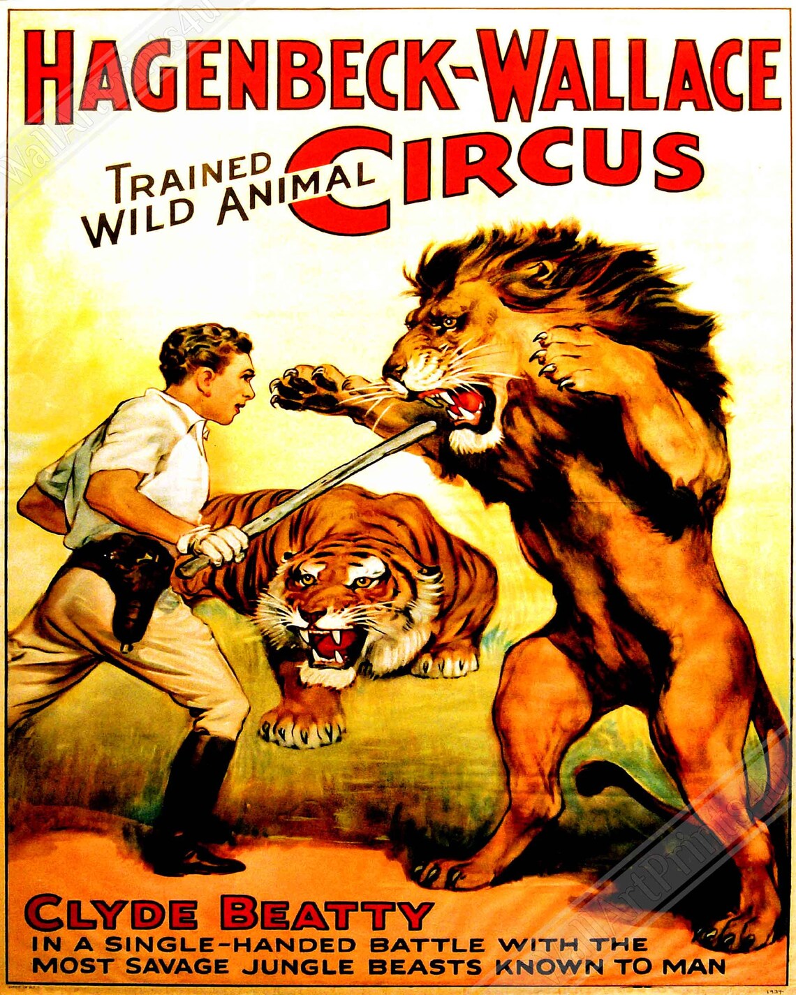 Vintage Circus Poster Trained Lion Circus Clyde Beatty | Etsy
