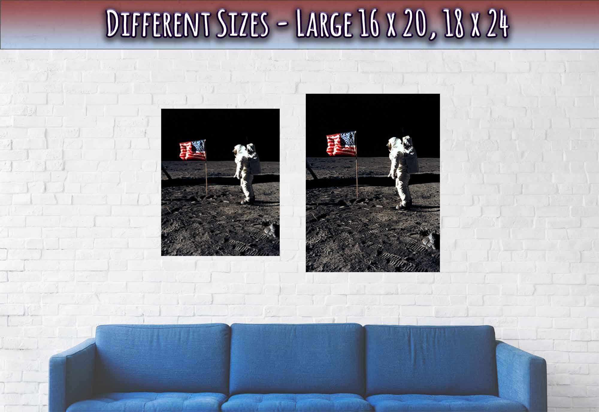 Buzz Aldrin Moon Landing Poster: Apollo 11 USA Flag Print - Etsy