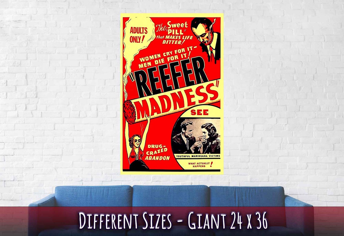 Reefer Madness Propaganda Poster scary Cannabis Etsy